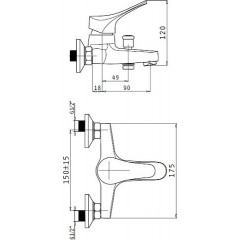 Pyramis Αναμεικτική Επίτοιχη Μπαταρία Λουτρού με Σετ Ντους Serra (090925801)